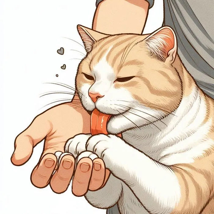 Cat Licking Hand