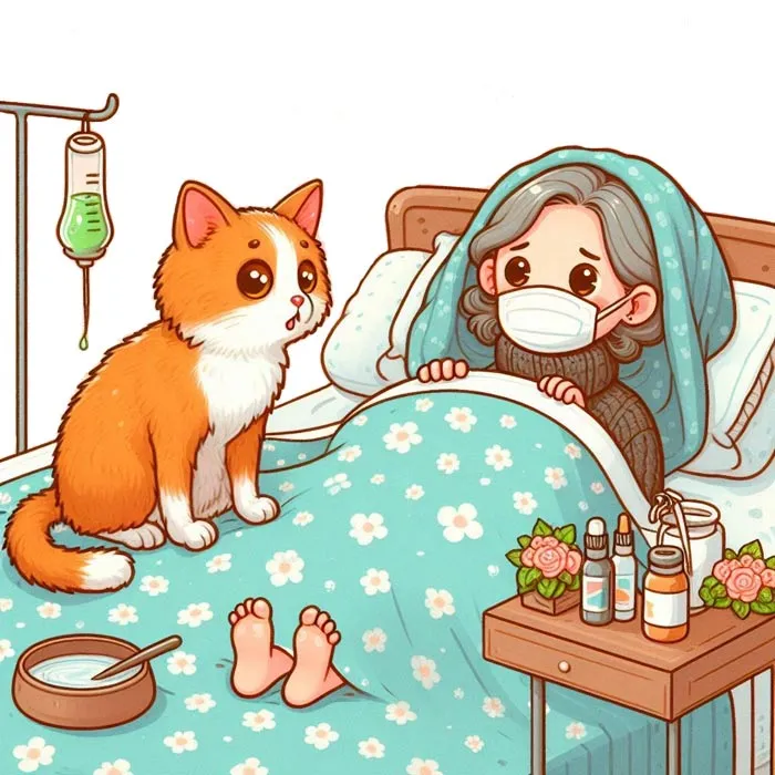 Cat And a Sick Person