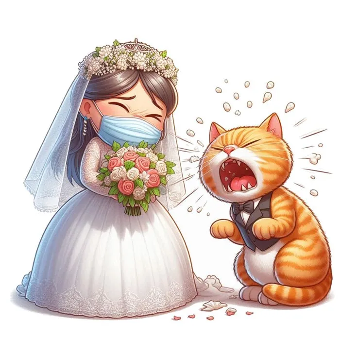 Cat Sneezes Near a Bride